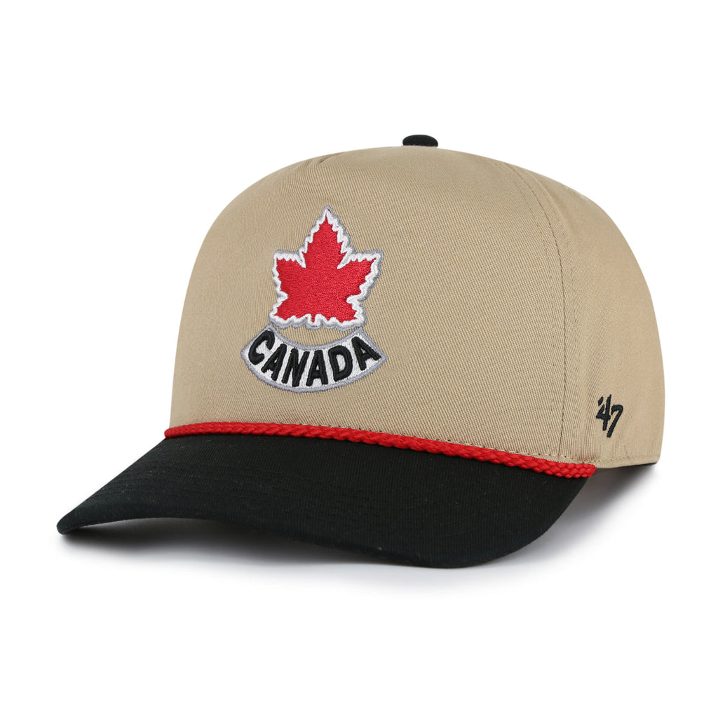 Hockey Canada IIHF 47 Brand Men Khaki/Black 2002 Logo Sure Shot Hitch Snapback Hat product image 4, provided for visual