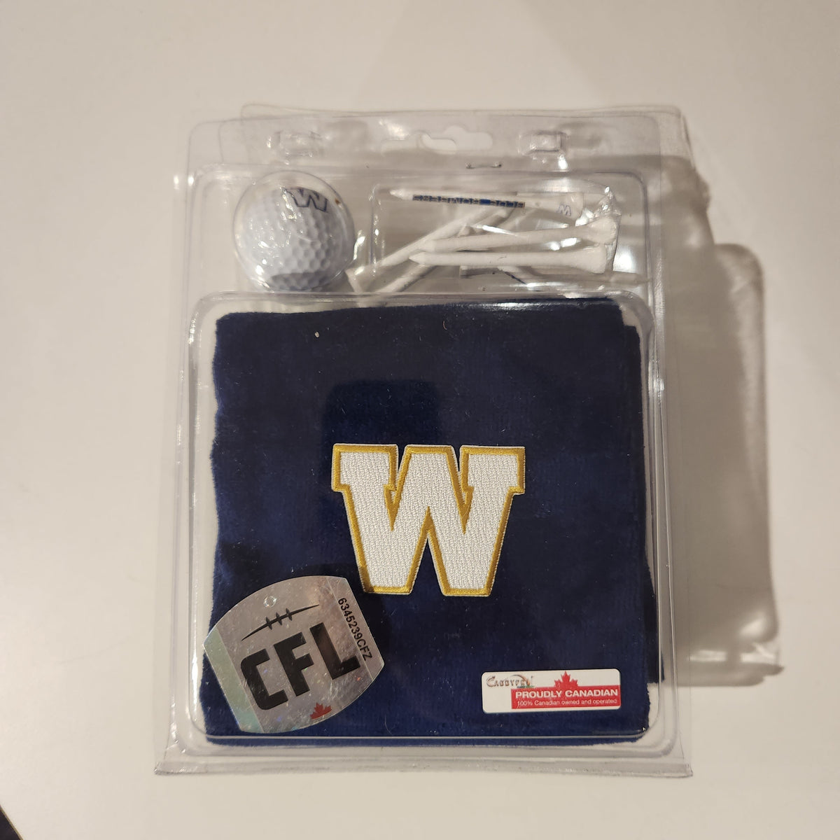 Winnipeg Blue Bombers CFL Towel Ball & Tees Gift Set product image 1, provided for visual reference and product detail review
