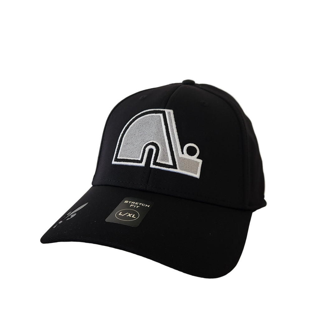Quebec Nordiques NHL American Needle Men Black Vintage Platinum E-Boss Stretch Fit Hat product image 3, provided for visual