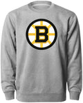 Boston Bruins NHL Bulletin Men Athletic Grey Twill Logo Express Crew Sweater product image 1, provided for visual reference