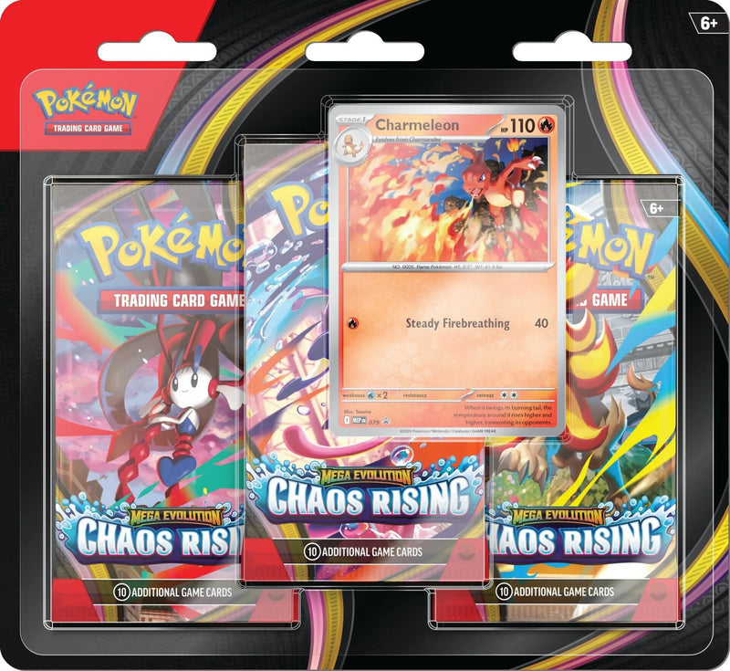 Pokémon TCG Mega Evolution ME04 Chaos Rising 3-Pack Blister product image 1, provided for visual reference and product