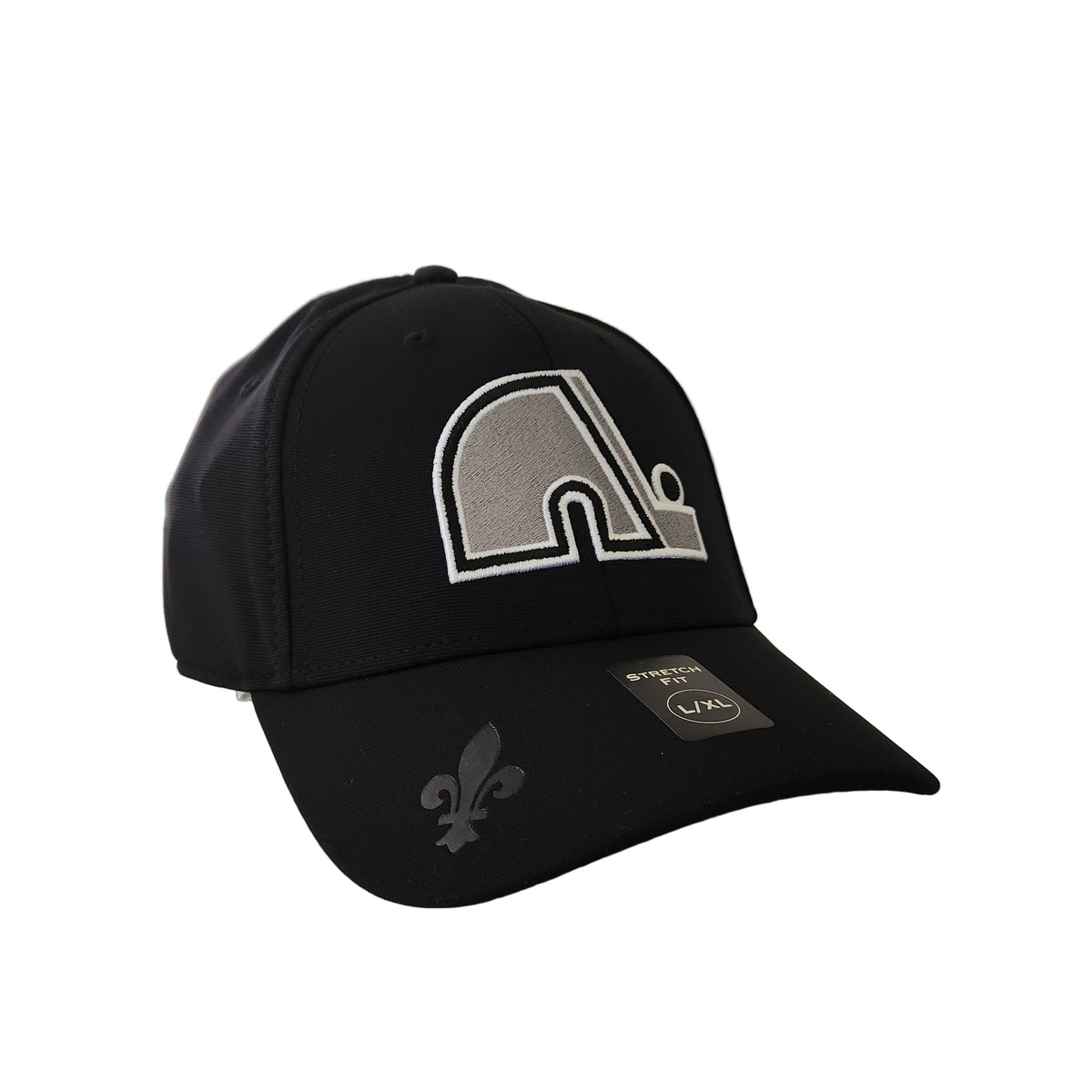 Quebec Nordiques NHL American Needle Men Black Vintage Platinum E-Boss Stretch Fit Hat product image 1, provided for visual