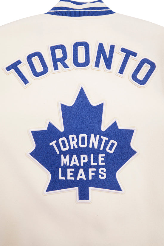 Toronto Maple Leafs NHL Pro Standard Men Eggshell/Royal Blue Modern Originals Rib Wool Varsity Jacket product image 9,