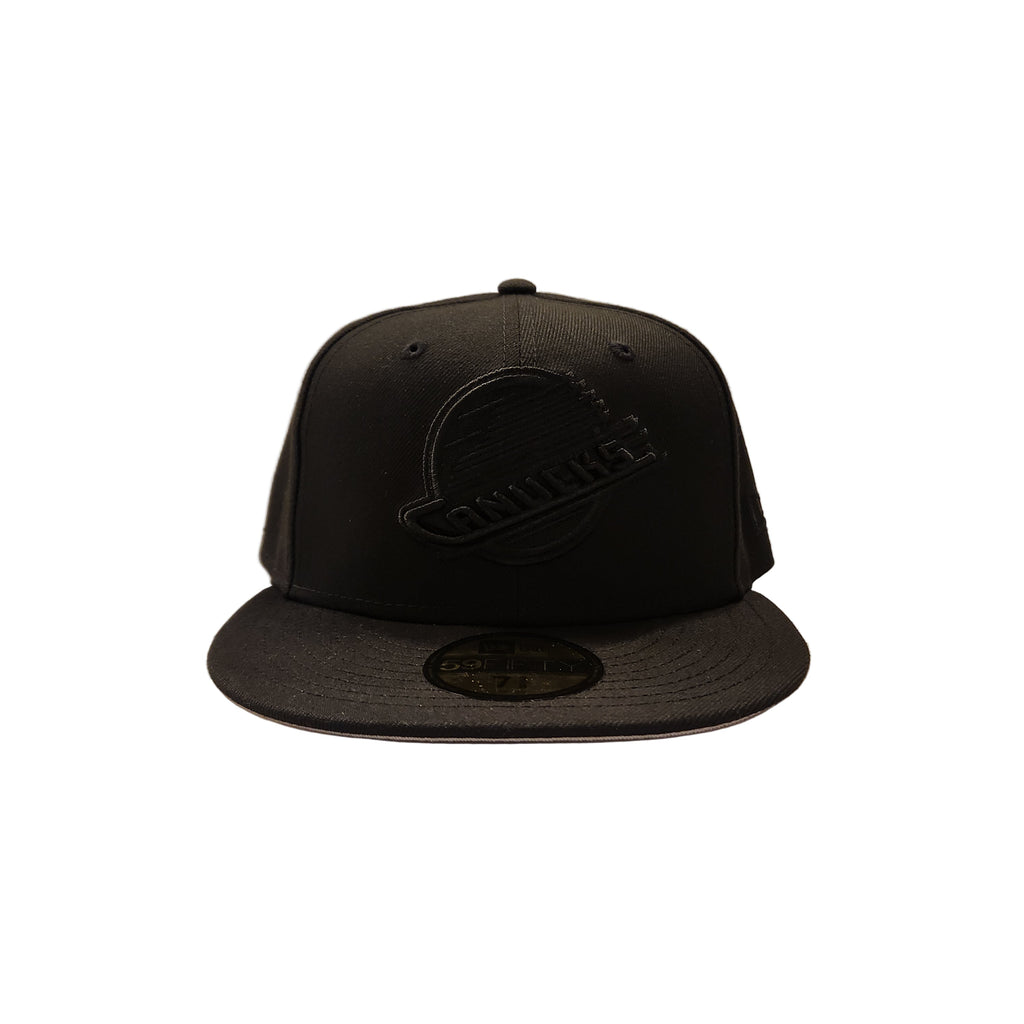 Vancouver Canucks NHL New Era Men Black on Black 59Fifty Fitted Hat product image 2, provided for visual reference and