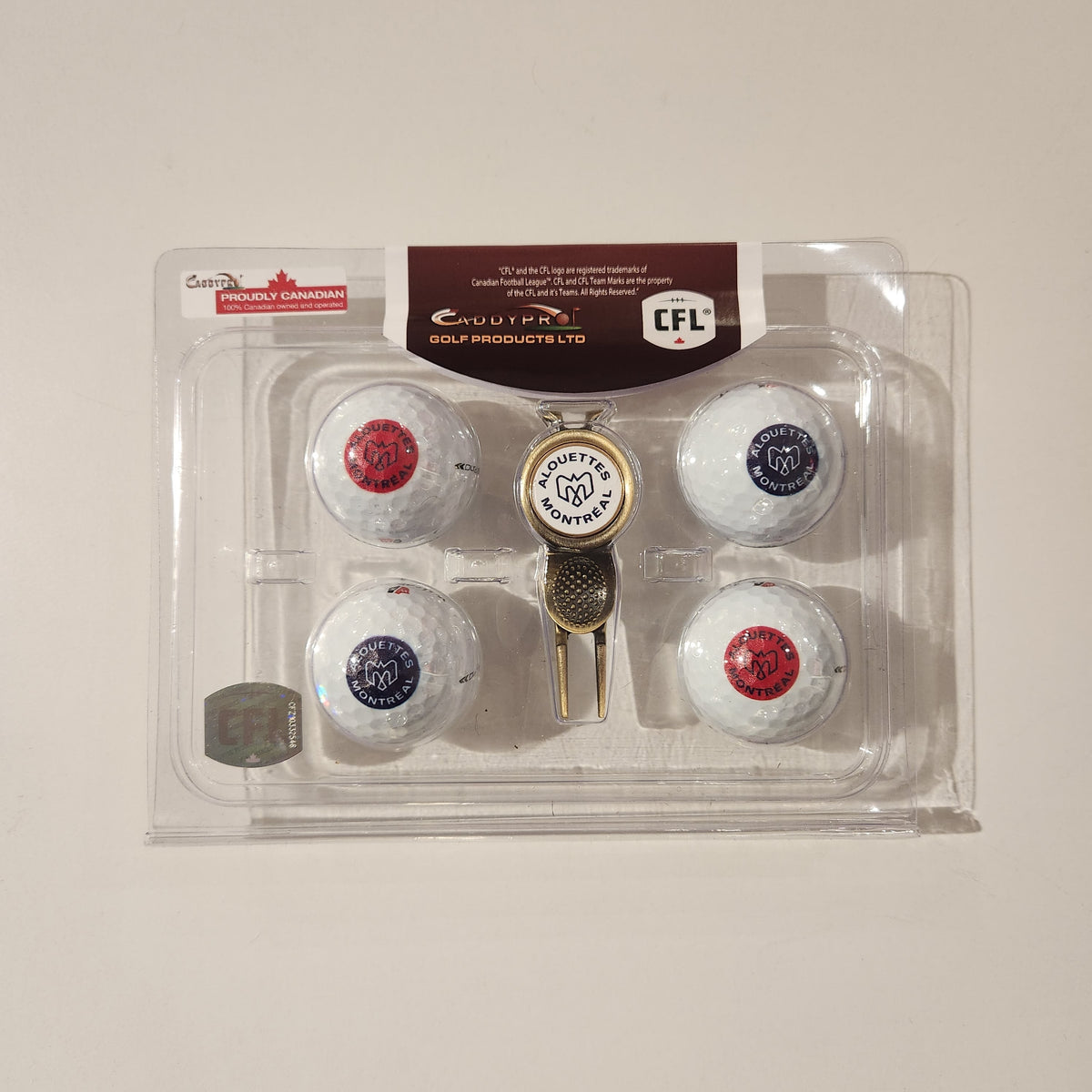 Montreal Alouettes CFL 4 Ball & Divot Tool Gift Set product image 1, provided for visual reference and product detail review