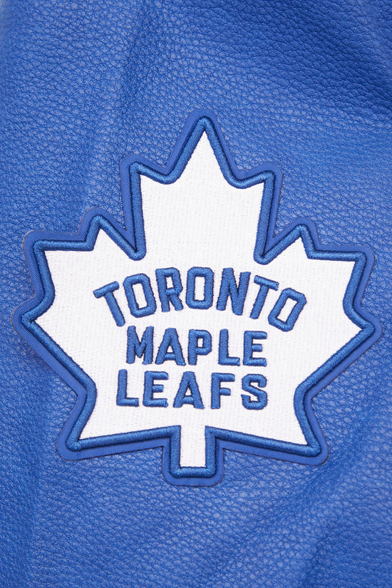 Toronto Maple Leafs NHL Pro Standard Men Eggshell/Royal Blue Modern Originals Rib Wool Varsity Jacket product image 5,
