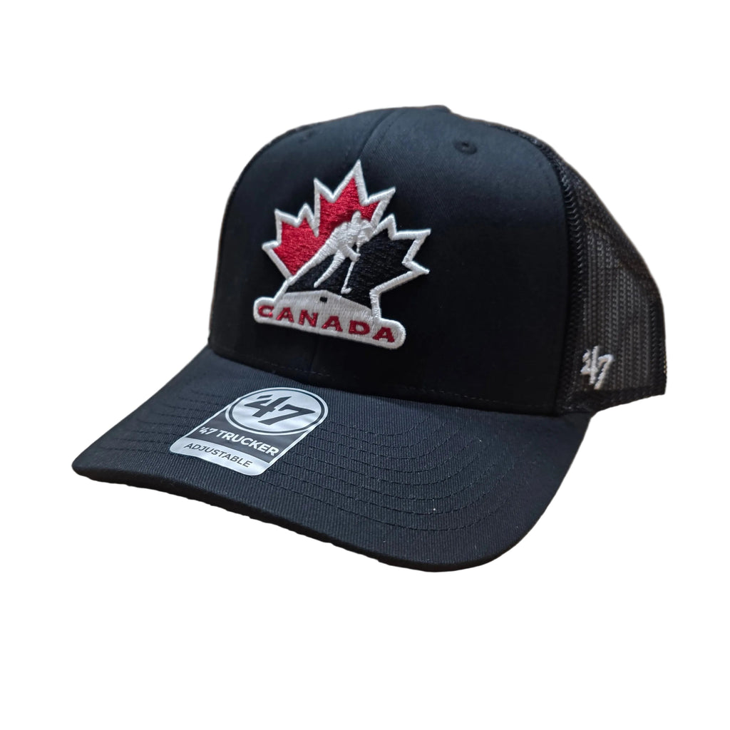 Hockey Canada IIHF 47 Brand Men Black Trucker Snapback product image 1, provided for visual reference and product detail