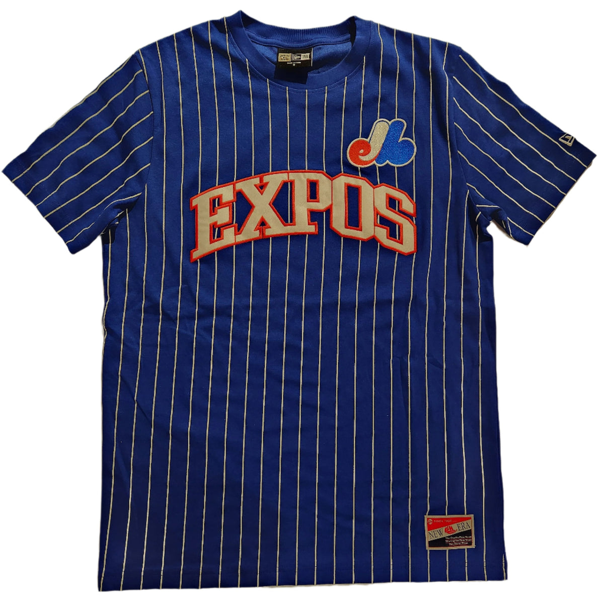 Montreal Expos MLB New Era Royal Men Pinstripe T-Shirt product image 1, provided for visual reference and product detail
