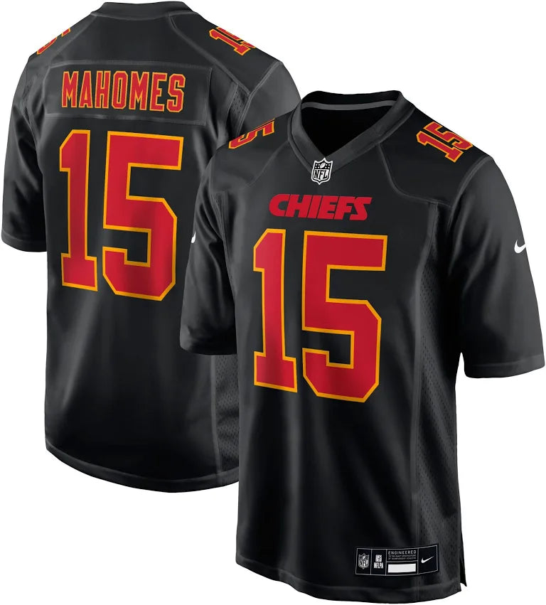 Patrick Mahomes Kansas City Chiefs NFL Nike Black Fashion Game Jersey product image 1, provided for visual reference and