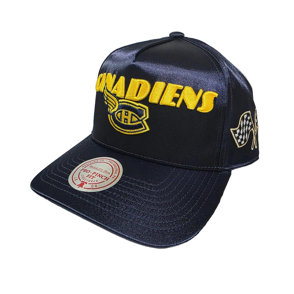 Montreal Canadiens Mitchell & Ness Men Navy Satin Goodyear Pro Pinch Fit Snapback product image 1, provided for visual