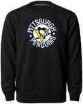 Pittsburgh Penguins NHL Bulletin Men Black Twill Vintage Logo Express Crew Sweater product image 1, provided for visual