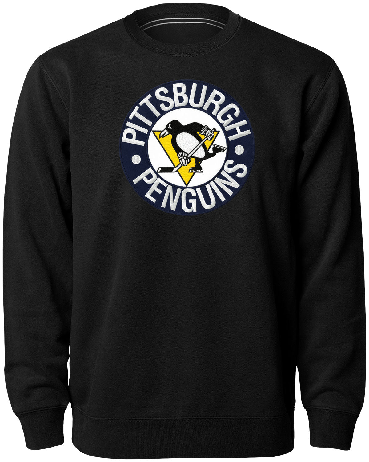 Pittsburgh Penguins NHL Bulletin Men Black Twill Vintage Logo Express Crew Sweater product image 1, provided for visual