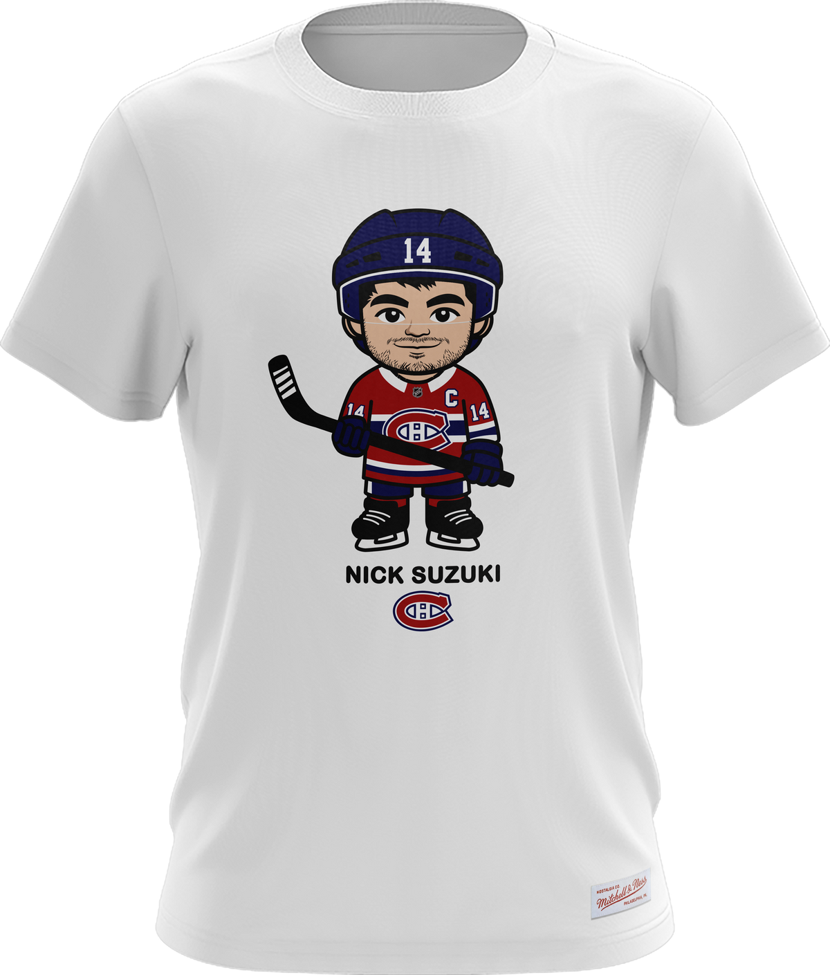 Nick Suzuki Montreal Canadiens NHL Mitchell & Ness Men White Milo T-Shirt product image 1, provided for visual reference and
