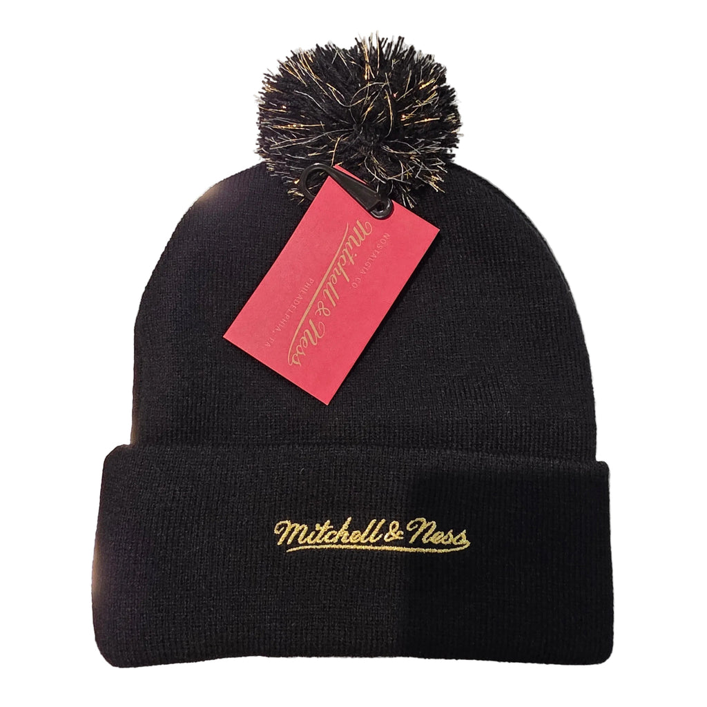 Montreal Canadiens Mitchell & Ness Men Black Golden Goalie Mask Cuffed Knit Pom Hat product image 2, provided for visual