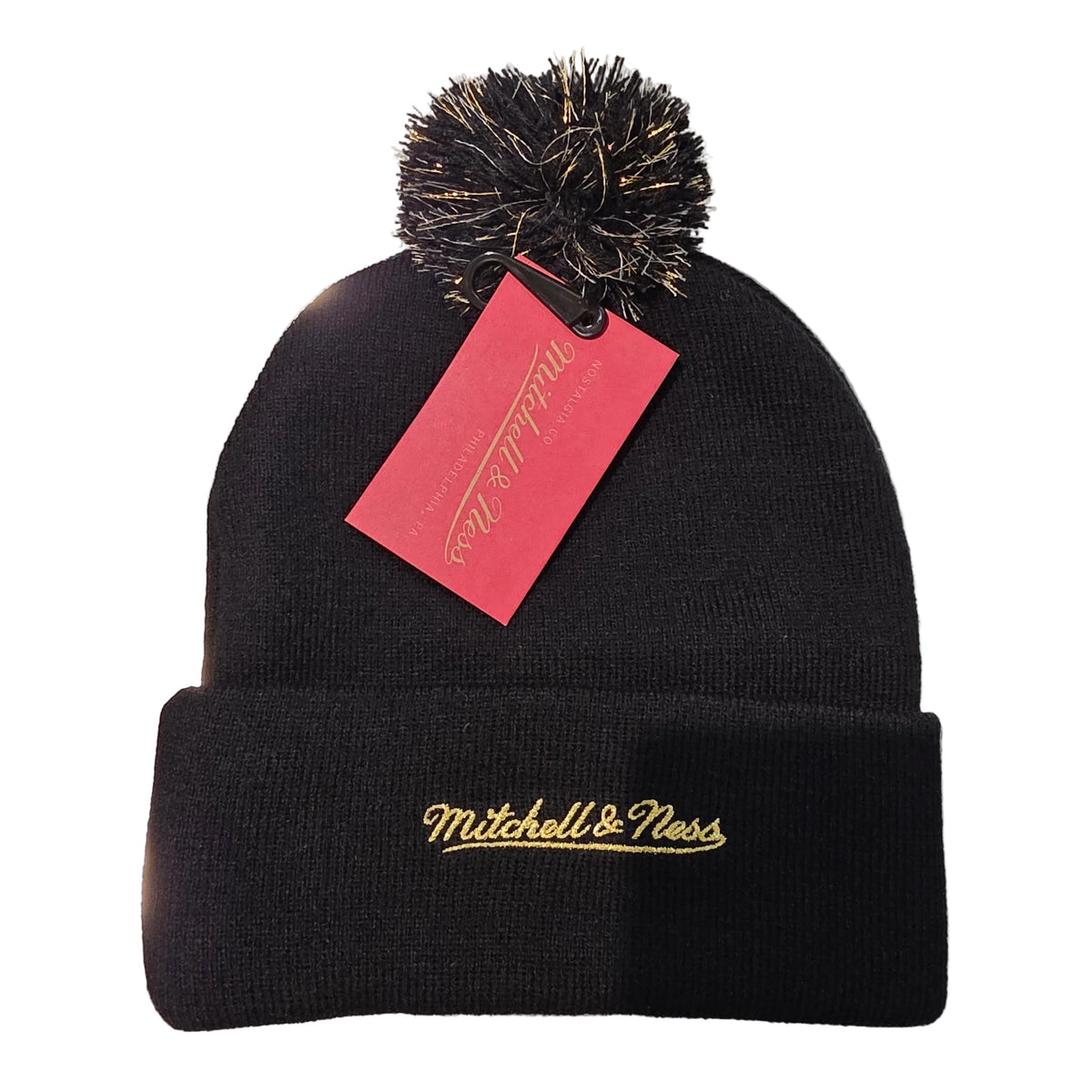 Montreal Canadiens Mitchell & Ness Men Black Golden Goalie Mask Cuffed Knit Pom Hat product image 2, provided for visual