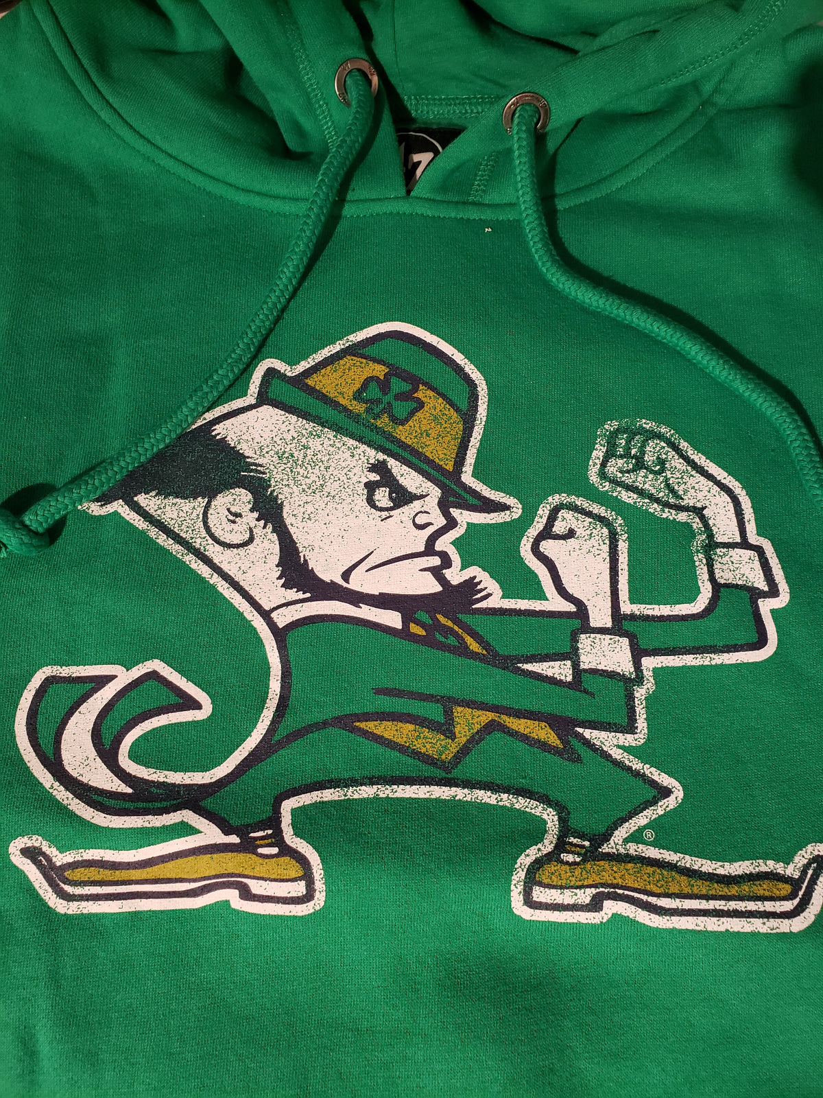 Notre Dame Fighting Irish NCAA 47 Brand Men Green Imprint Distressed Logo Headline Pullover Hoodie product image 3, provided
