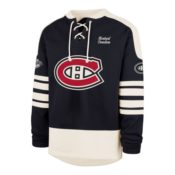 Montreal Canadiens NHL 47 Brand Men Navy Golden Age Sweep Check Eternal Lacer Crew Sweater product image 1, provided for