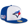 Toronto Blue Jays MLB New Era Men White/Royal 59Fifty 50th Anniversary Authentic Collection Fitted Hat product image 1,