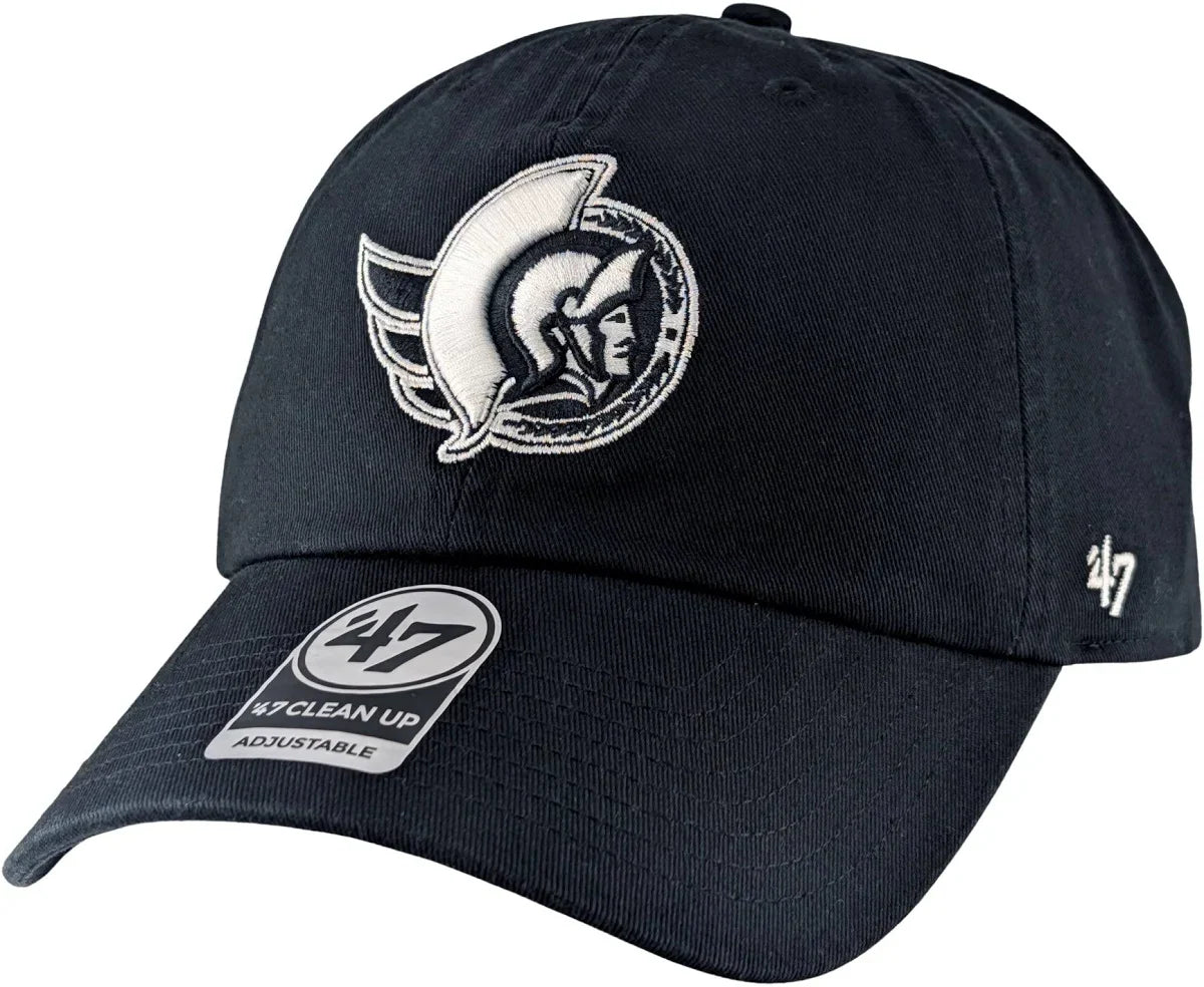 Ottawa Senators NHL 47 Brand Men Black White Clean Up Adjustable Hat product image 1, provided for visual reference and