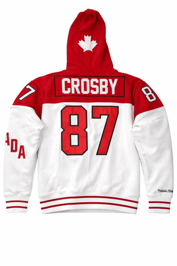 Sidney Crosby Hockey Canada IIHF Mitchell & Ness Men Red Pullover Hoodie product image 1, provided for visual reference and