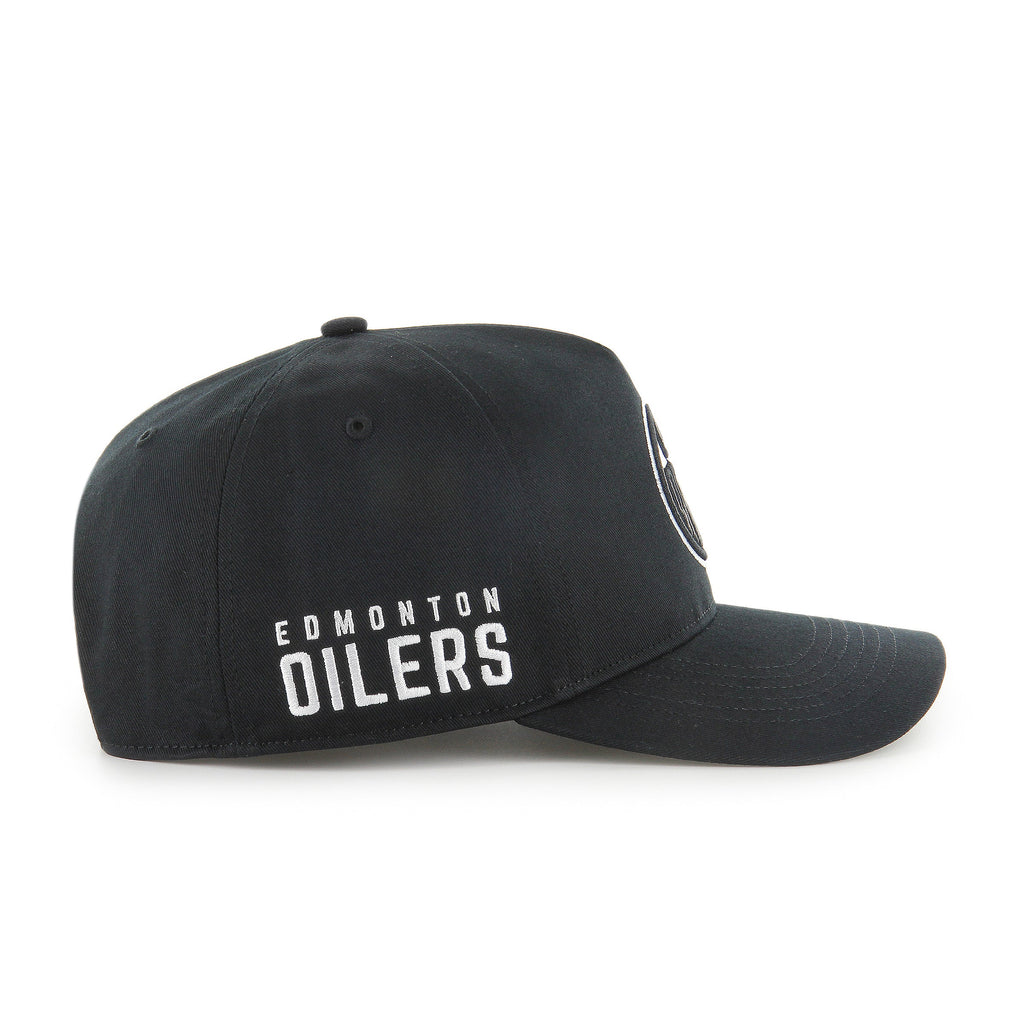 Edmonton Oilers NHL 47 Brand Men Black & White Sure Shot Hitch Adjustable Hat product image 2, provided for visual reference