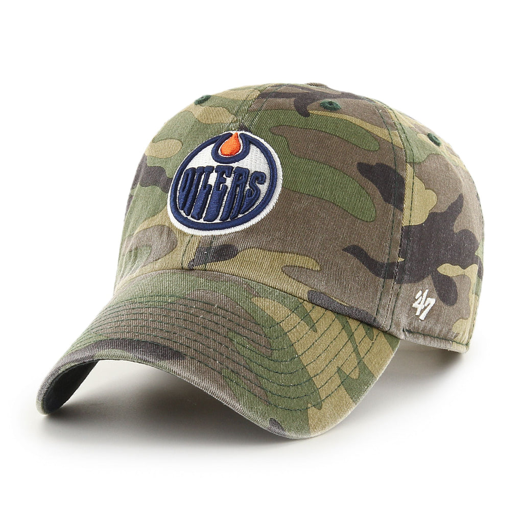 Edmonton Oilers NHL 47 Brand Men Camo Clean up Adjustable Hat product image 1, provided for visual reference and product