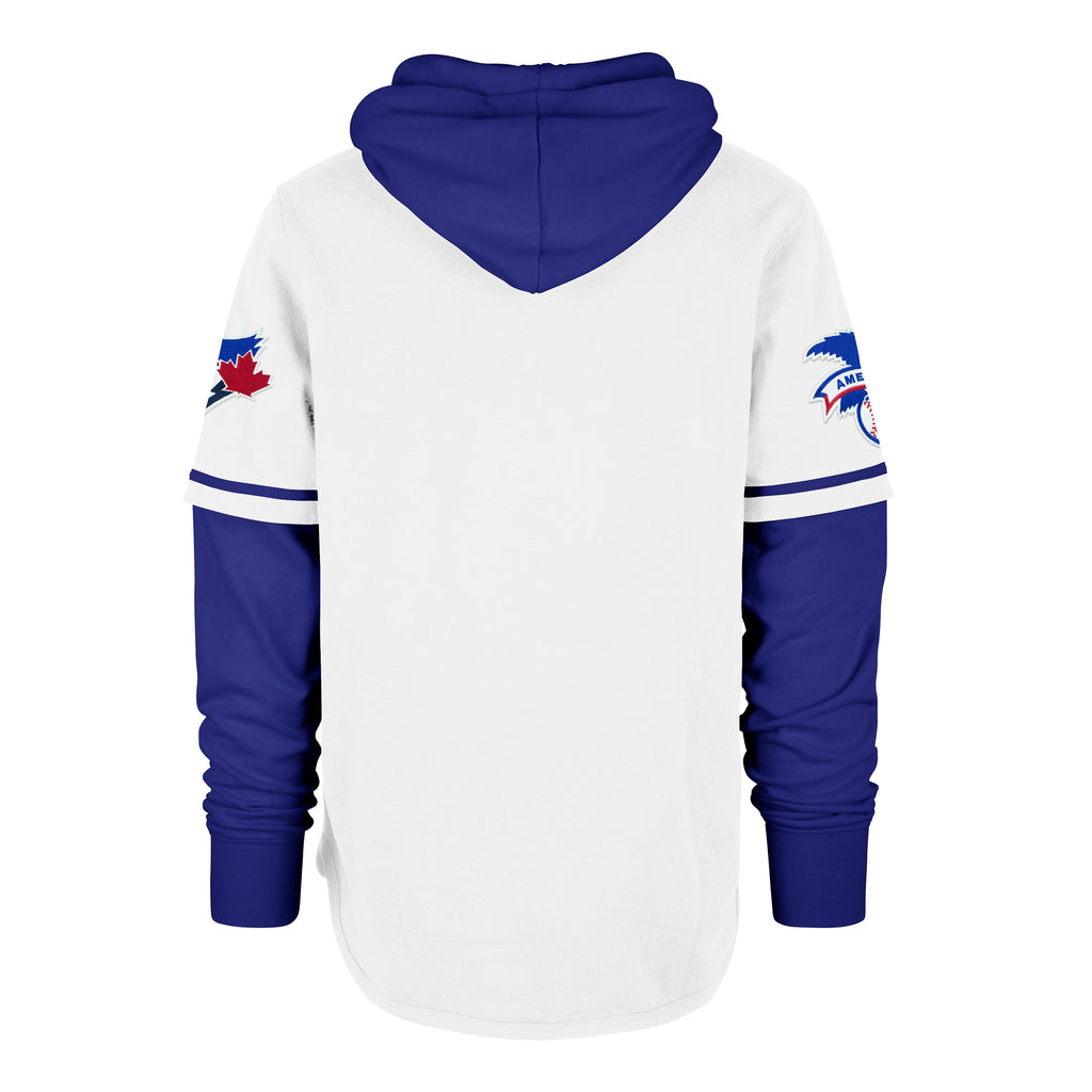 Toronto Blue Jays MLB 47 Brand Men White Royal Blue Trifecta Shortstop Hoodie product image 2, provided for visual reference