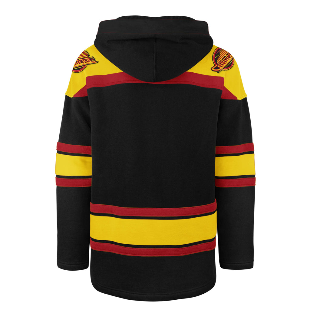 Vancouver Canucks NHL 47 Brand Men Black Retro Heavyweight Lacer Hoodie product image 2, provided for visual reference and
