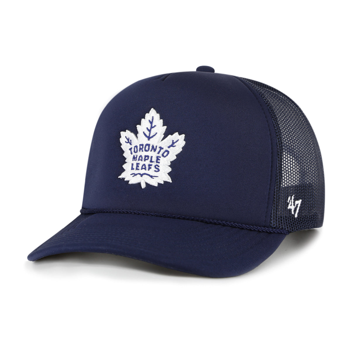 Toronto Maple Leafs NHL 47 Brand Men Navy Foam Front Mesh Trucker Snapback product image 1, provided for visual reference