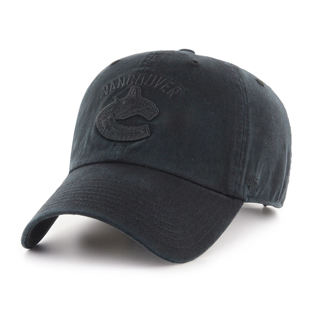 Vancouver Canucks NHL 47 Brand Men Black on Black Clean Up Adjustable Hat product image 1, provided for visual reference and