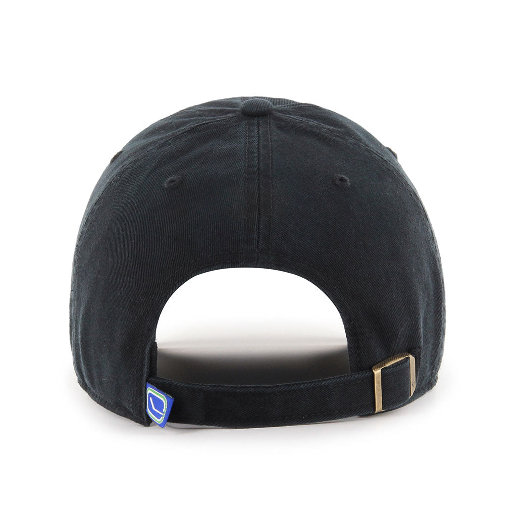 Vancouver Canucks NHL 47 Brand Men Black on Black Clean Up Adjustable Hat product image 2, provided for visual reference and