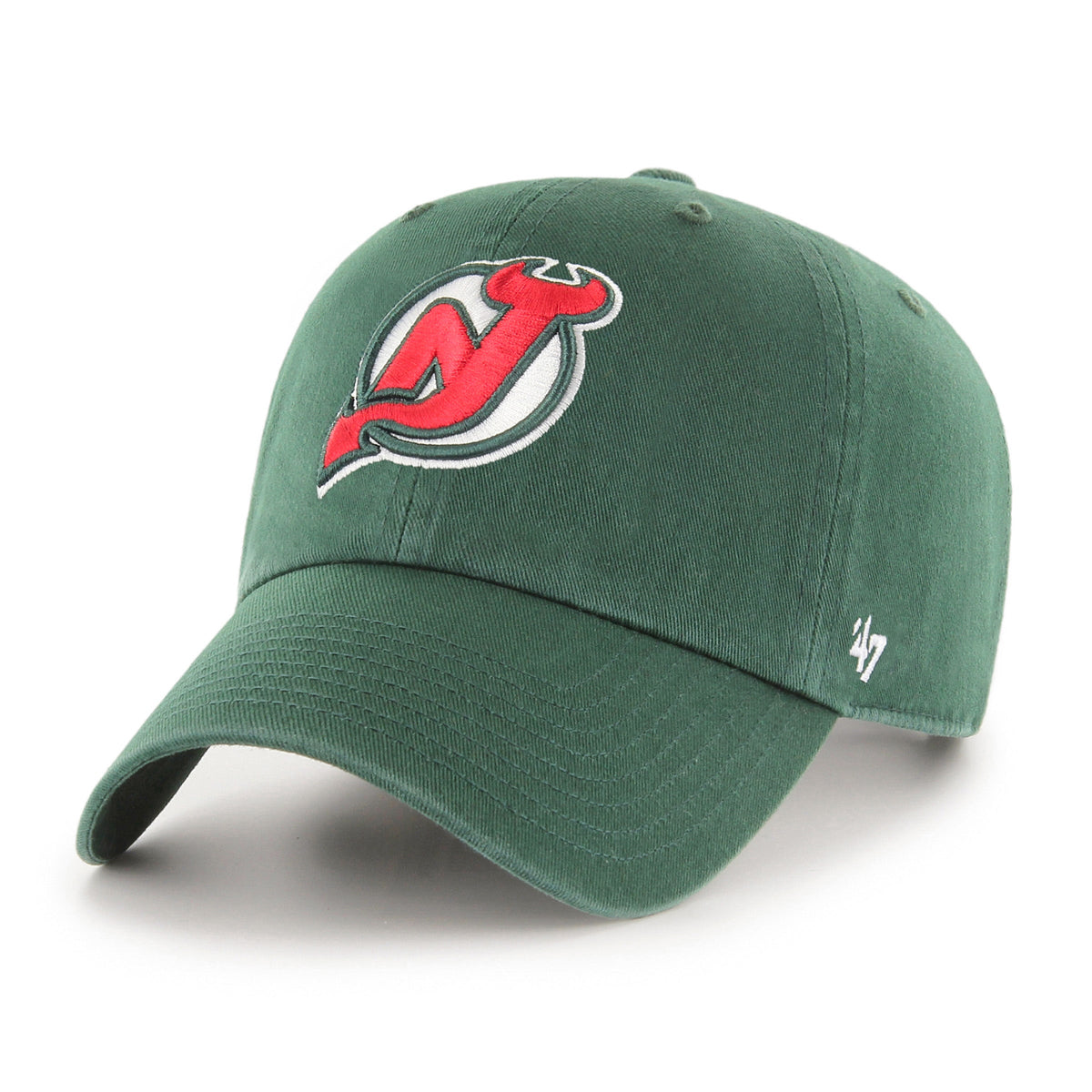 New Jersey Devils NHL 47 Brand Men Green Vintage Clean Up Adjustable Hat product image 1, provided for visual reference and