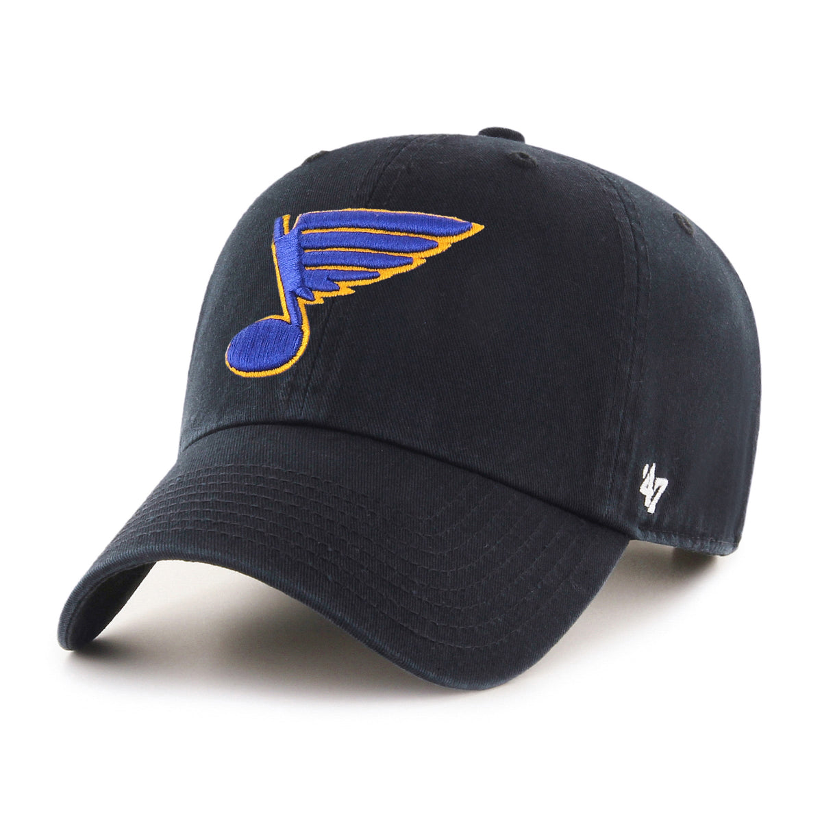 St. Louis Blues NHL 47 Brand Men Black Vintage Clean Up Adjustable Hat product image 1, provided for visual reference and