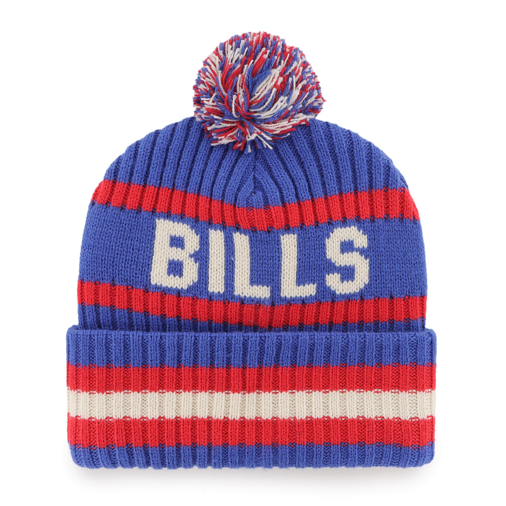 Buffalo Bills NFL 47 Brand Men Royal/Red Bering Cuff Pom Knit product image 2, provided for visual reference and product