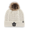 Toronto Maple Leafs NHL 47 Brand Women Beige Meeko Cuff Pom Knit product image 1, provided for visual reference and product