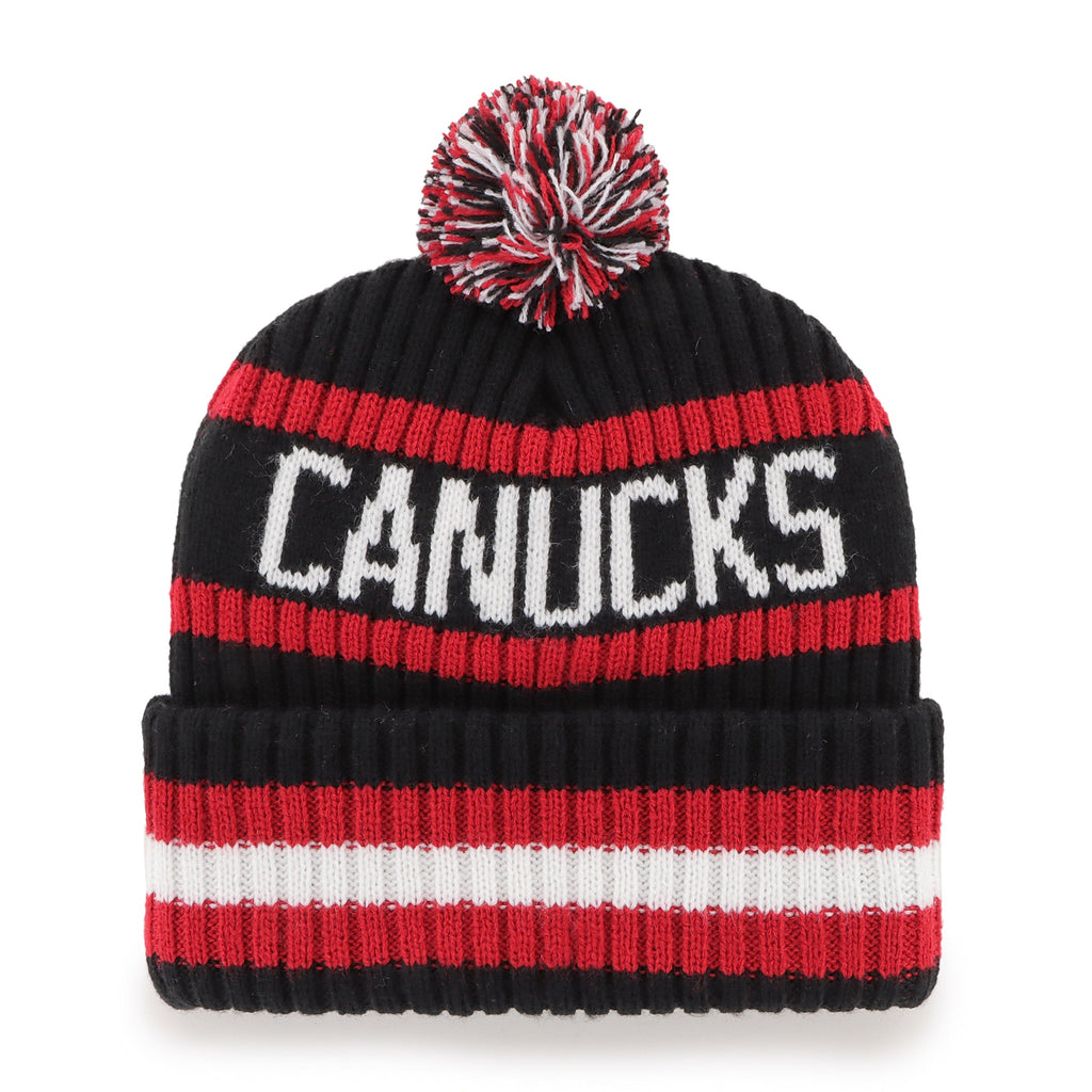 Vancouver Canucks NHL 47 Brand Men Black/Red Bering Cuff Pom Knit product image 2, provided for visual reference and product