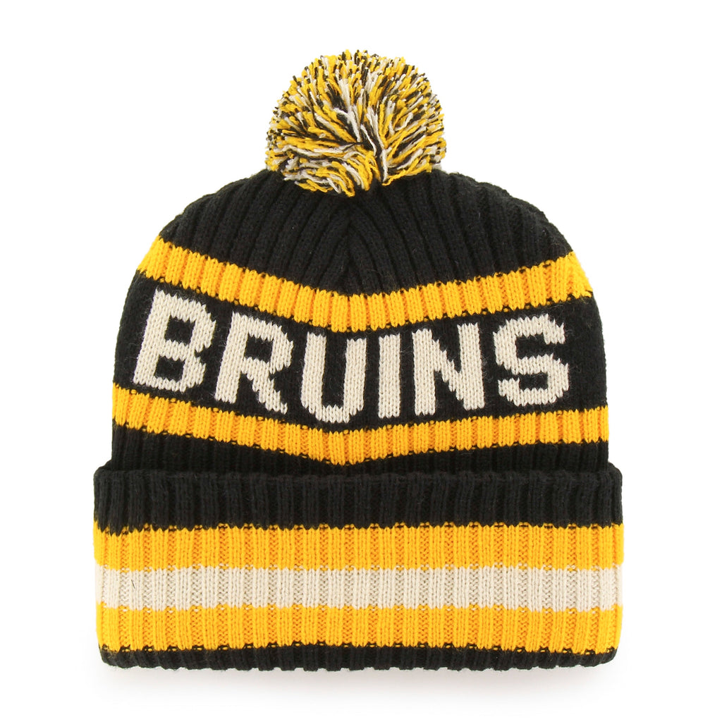 Boston Bruins NHL 47 Brand Men Black/Yellow Bering Cuff Pom Knit product image 2, provided for visual reference and product