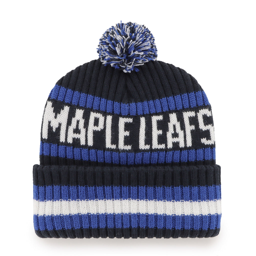 Toronto Maple Leafs NHL 47 Brand Men Black/Royal Bering Cuff Pom Knit product image 2, provided for visual reference and