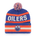 Edmonton Oilers NHL 47 Brand Men Royal/Orange Bering Cuff Pom Knit product image 1, provided for visual reference and