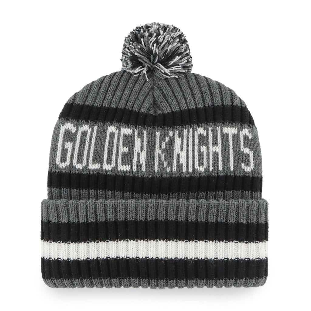 Las Vegas Golden Knights NHL 47 Brand Men Grey/Black Bering Cuff Pom Knit product image 2, provided for visual reference and