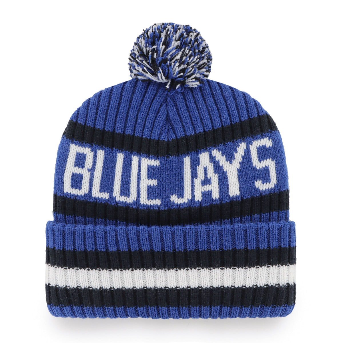 Toronto Blue Jays MLB 47 Brand Men Royal/Black Bering Cuff Pom Knit product image 2, provided for visual reference and