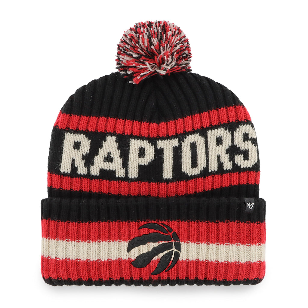 Toronto Raptors NBA 47 Brand Men Black/Red Bering Cuff Pom Knit product image 1, provided for visual reference and product