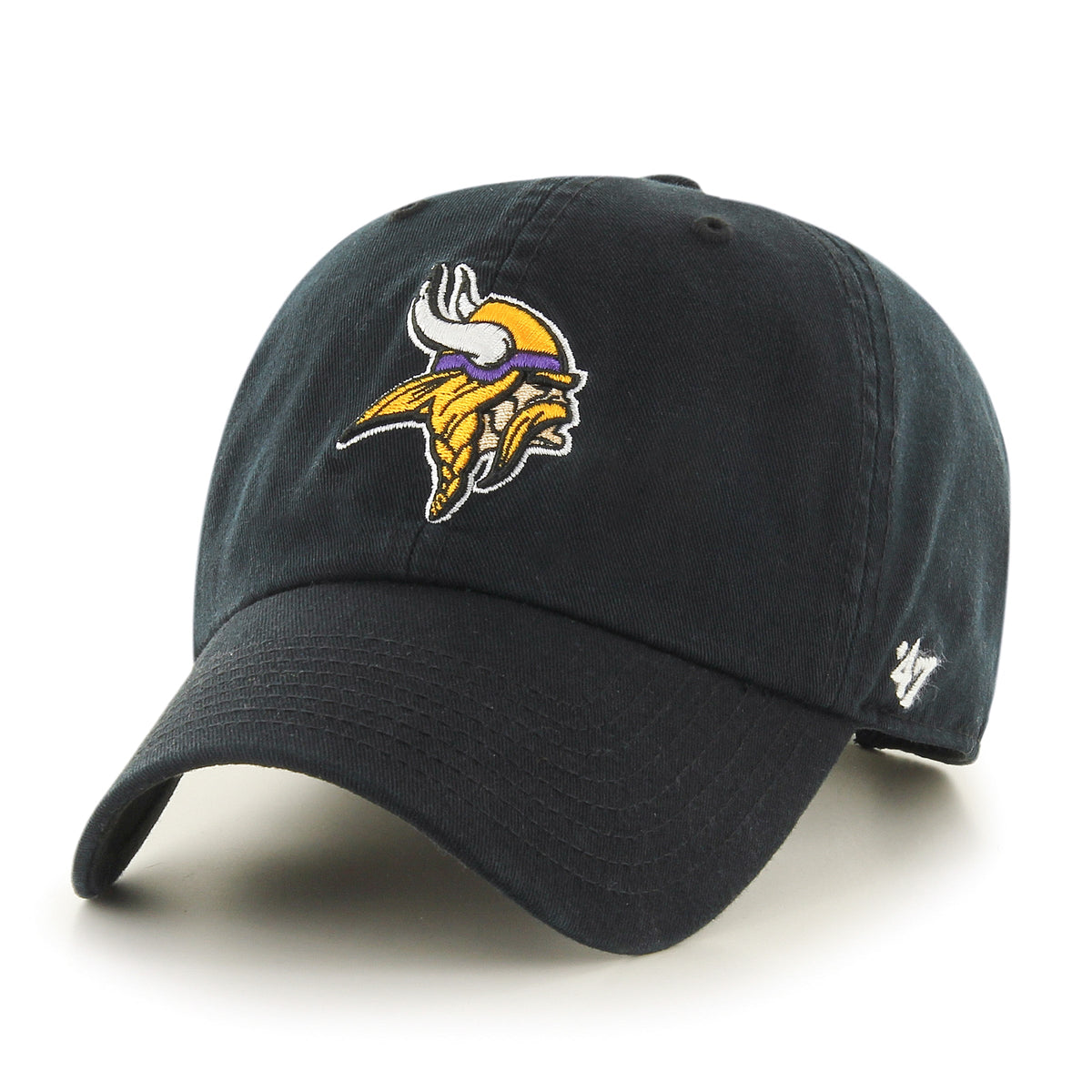 Minnesota Vikings NFL 47 Brand Men Black Alternate Clean up Adjustable Hat product image 1, provided for visual reference