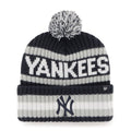 New York Yankees MLB 47 Brand Men Navy/Grey Bering Cuff Pom Knit product image 1, provided for visual reference and product