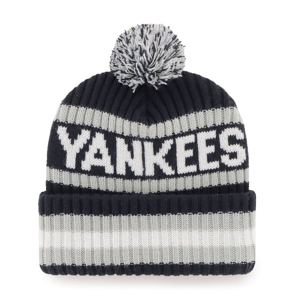 New York Yankees MLB 47 Brand Men Navy/Grey Bering Cuff Pom Knit product image 2, provided for visual reference and product
