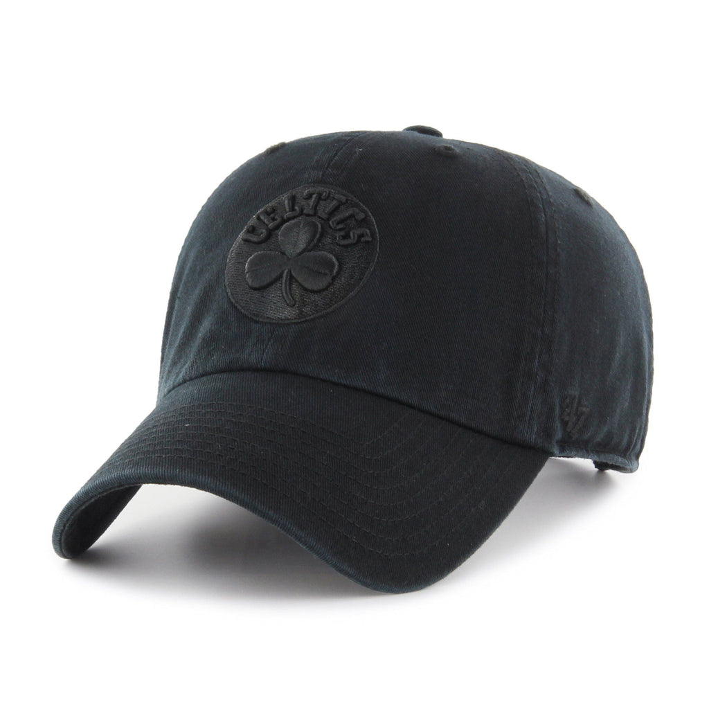 Boston Celtics NBA 47 Brand Men Black on Black Clean Up Adjustable Hat product image 1, provided for visual reference and