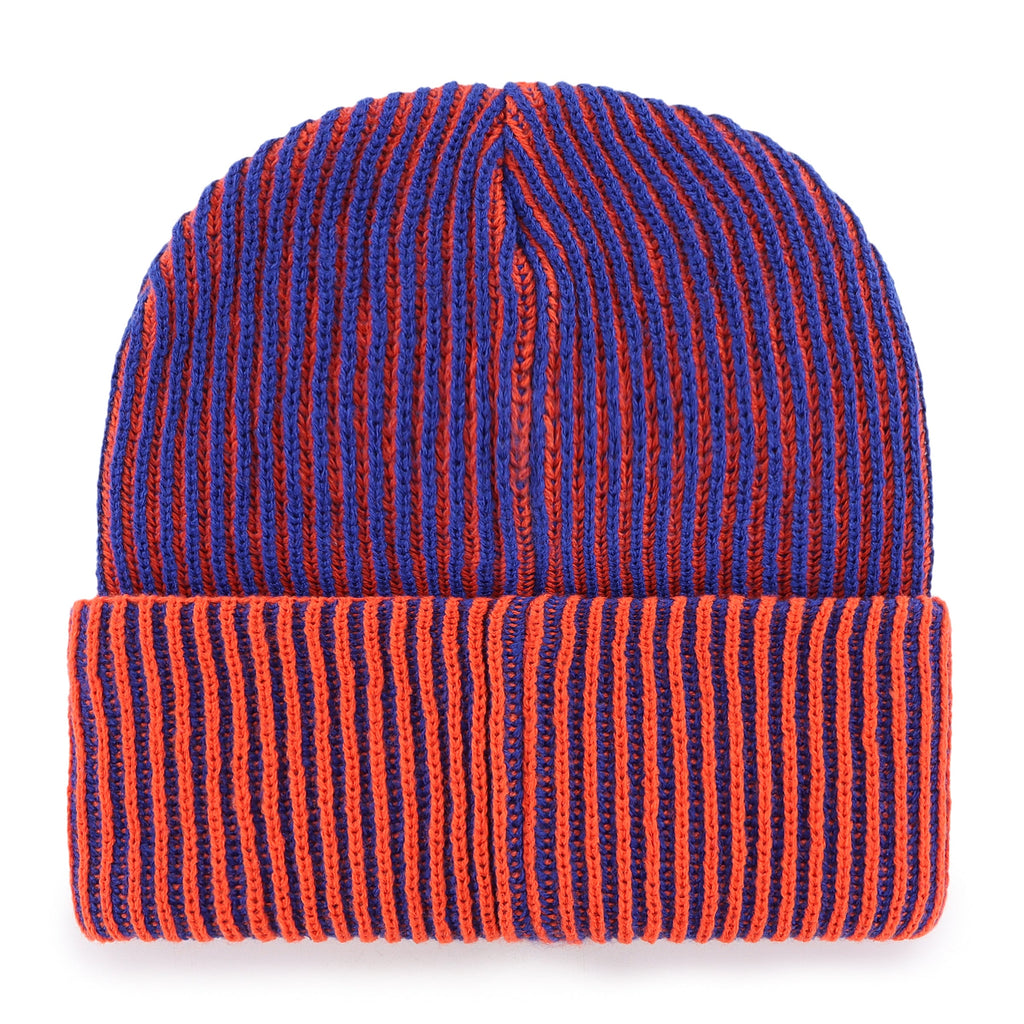 Edmonton Oilers NHL 47 Brand Men Orange/Royal Cold Snap Cuff Knit Hat product image 2, provided for visual reference and