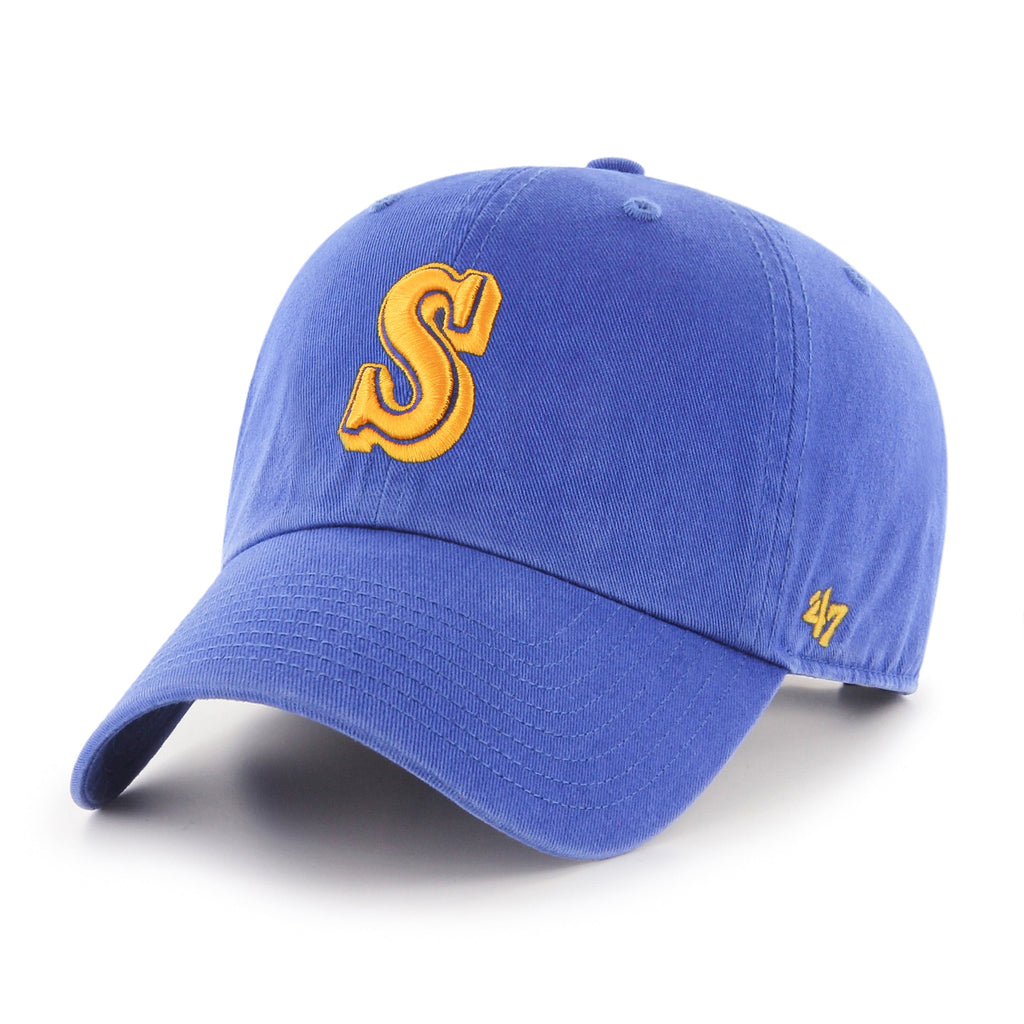 Seattle Mariners MLB 47 Brand Men Royal Cooperstown Vintage Clean Up Adjustable Hat product image 1, provided for visual