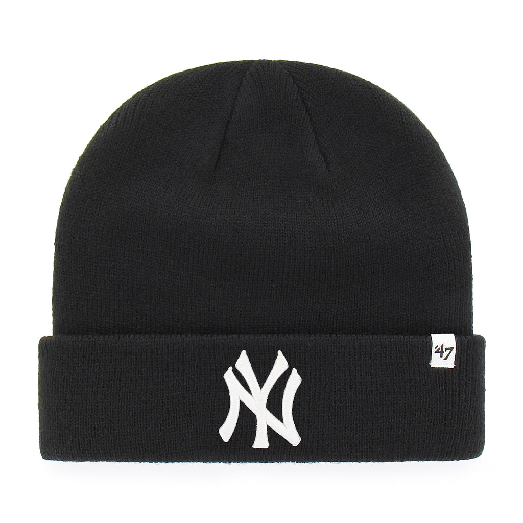 New York Yankees MLB 47 Brand Men Black Attitude Raised Cuff Knit Hat product image 1, provided for visual reference and