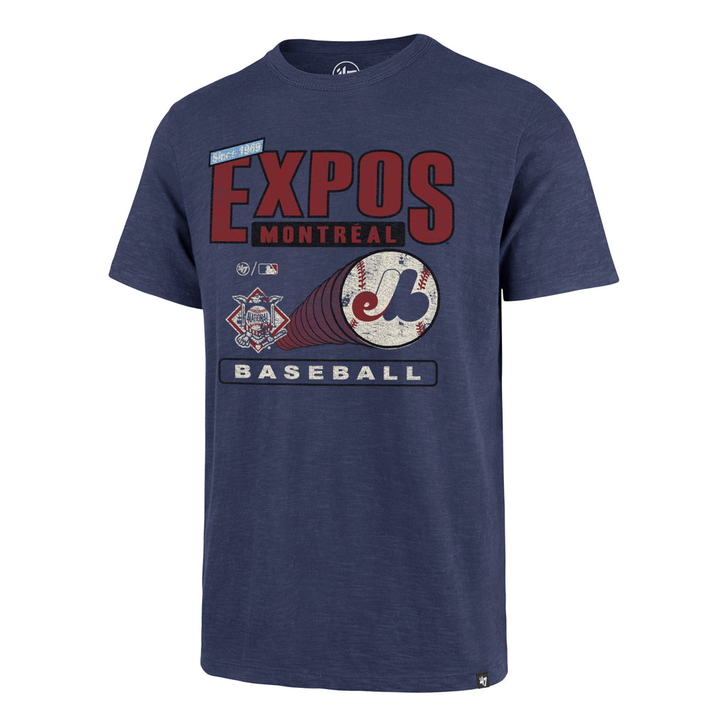 Montreal Expos MLB 47 Brand Men Royal Pastime Scrum T-Shirt product image 1, provided for visual reference and product